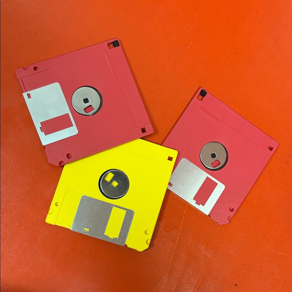 Vintage Red and Yellow Floppy Disks